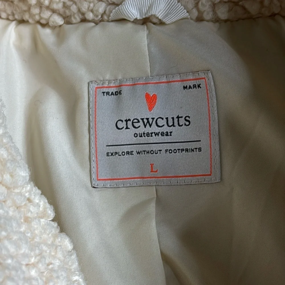 Crewcuts Cream Teddy Sherpa Button Up Jacket Size Large